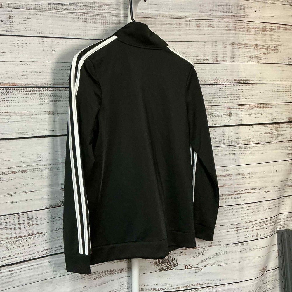 Adidas Kids Black Full Zip Track Jacket White Stripes Logo Athletic Size Medium‎
